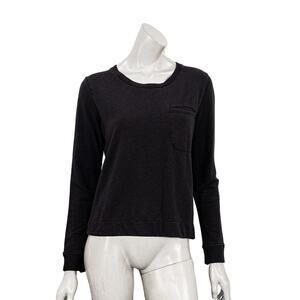 CUYANA French Terry Pleat Back Sweatshirt in Black Women's Size XS
